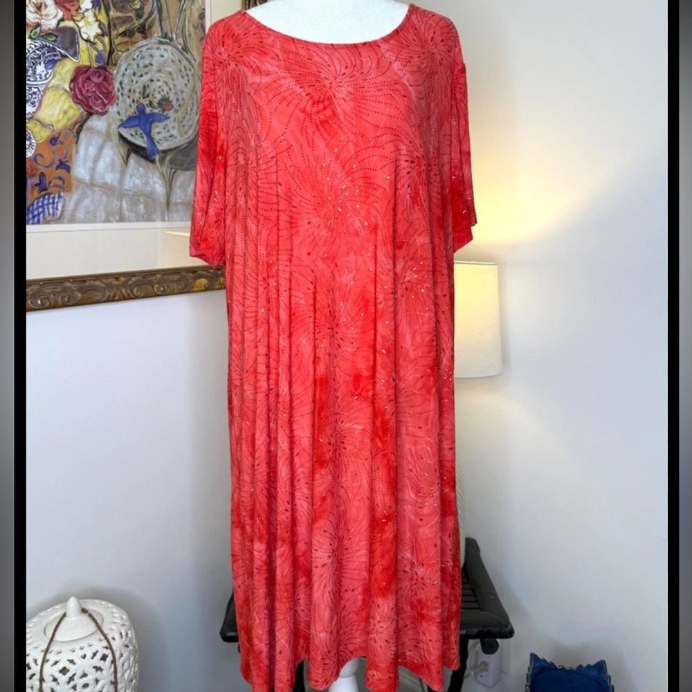 New Directions Vibrant Red Paisley Maxi Dress